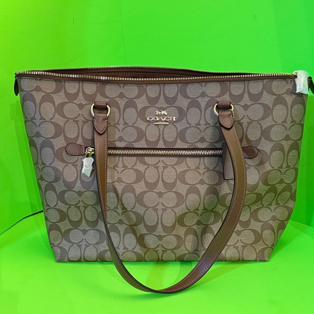 Coach Tan and Brown Signature Tote